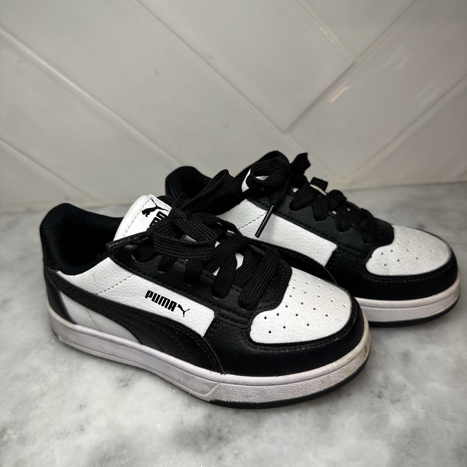 Puma Caven 2.0 Kids Black White Sneakers Size 11C 393838-26