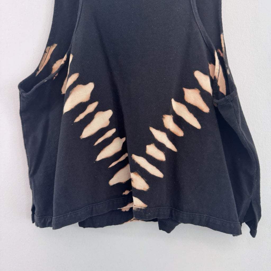 Free People We The Free Distressed Tank Top Black Cutout Bleach M
