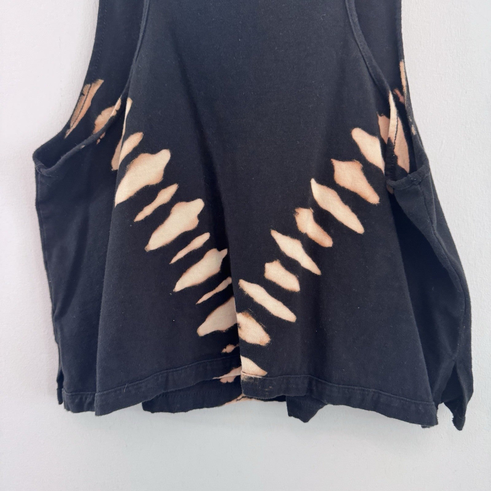 Free People We The Free Distressed Tank Top Black Cutout Bleach M