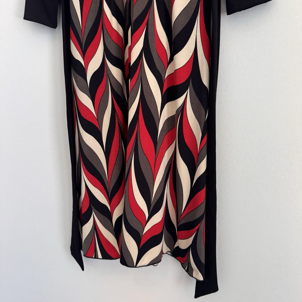 Trixxi Womens S Retro Abstract Geometric Print V-Neck Tie Back Dress Made in USA