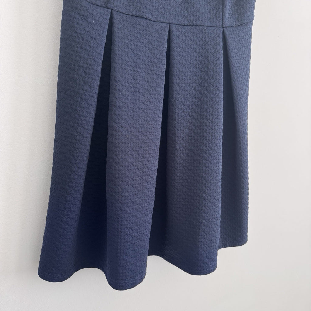 She + Sky Navy Off Shoulder Dress Large Fit Flare Textured