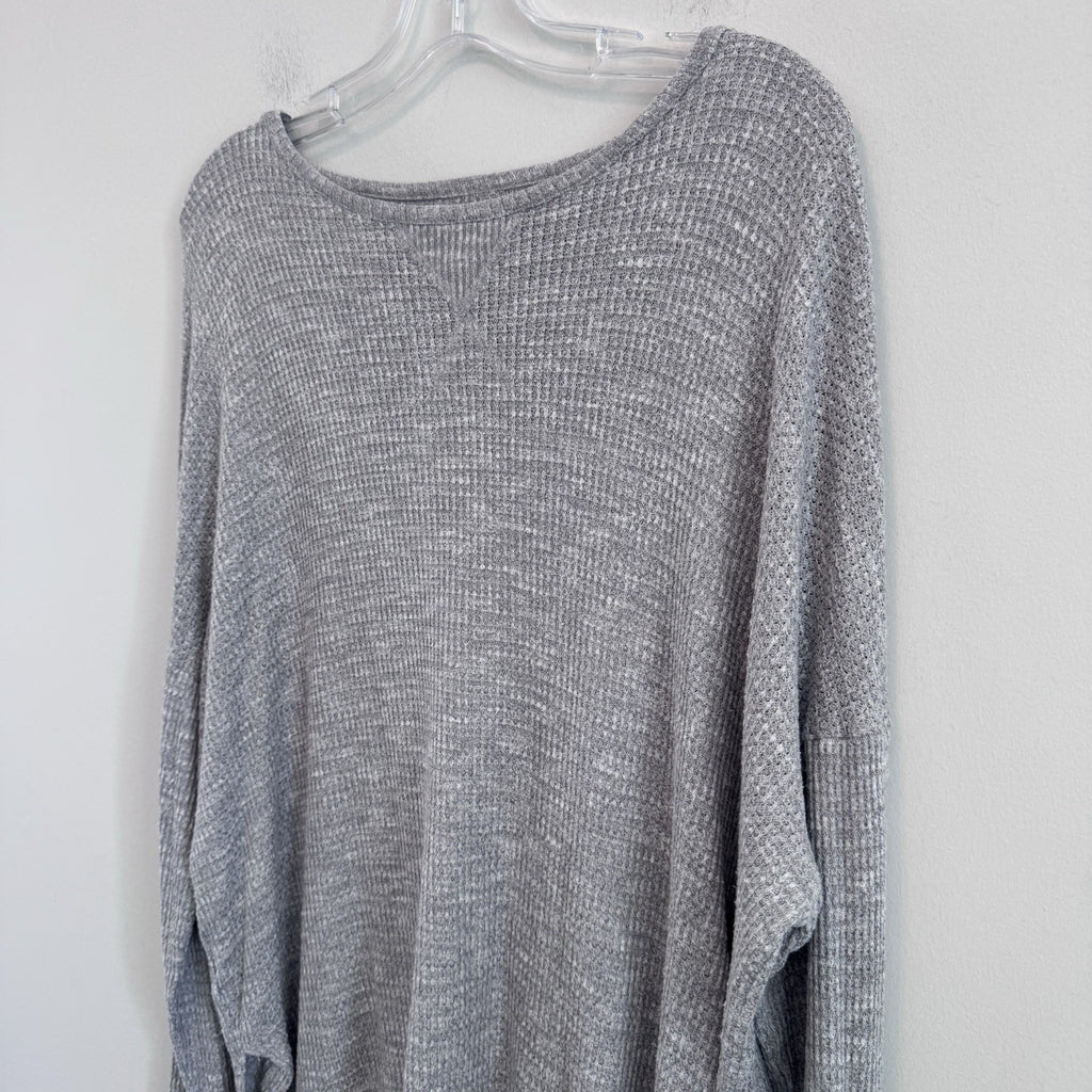American Eagle Soft & Sexy Waffle Knit Top Gray Oversized Long Sleeve Women XL