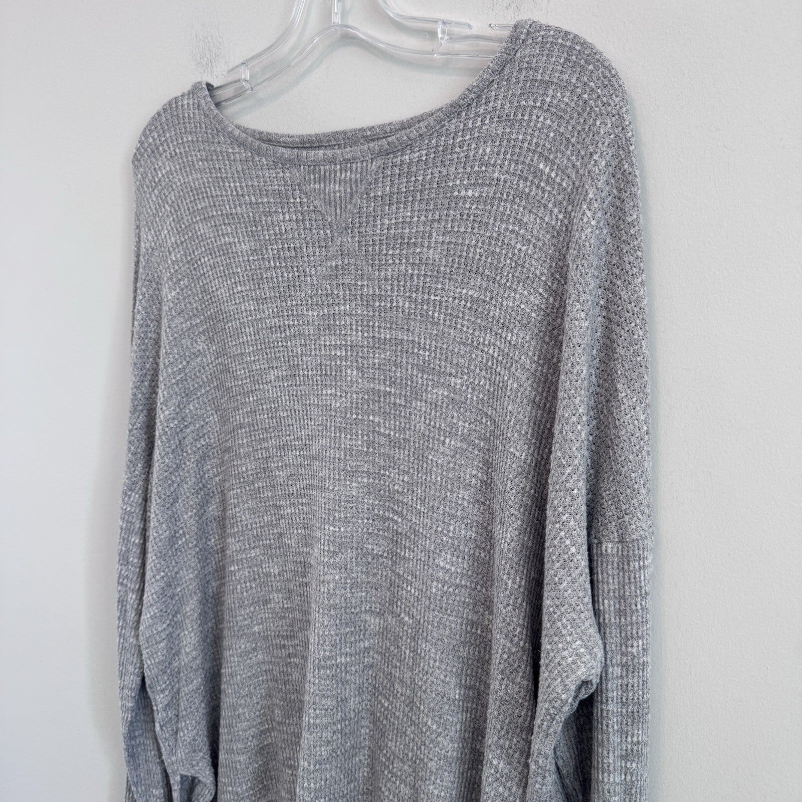 American Eagle Soft & Sexy Waffle Knit Top Gray Oversized Long Sleeve Women XL