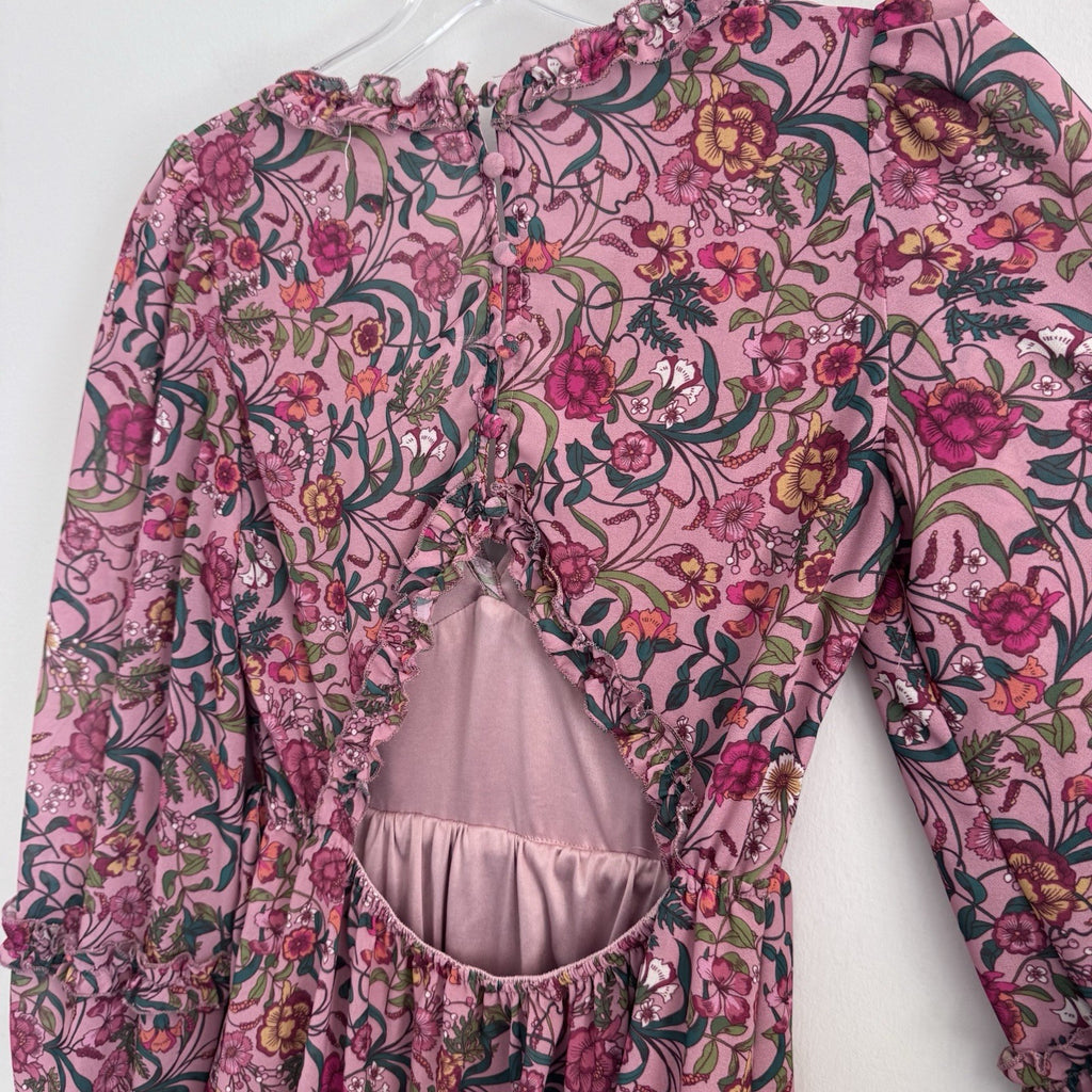 A Calin Flying Tomato Dress Womens Small Pink Floral Ruffle Boho Long Sleeve