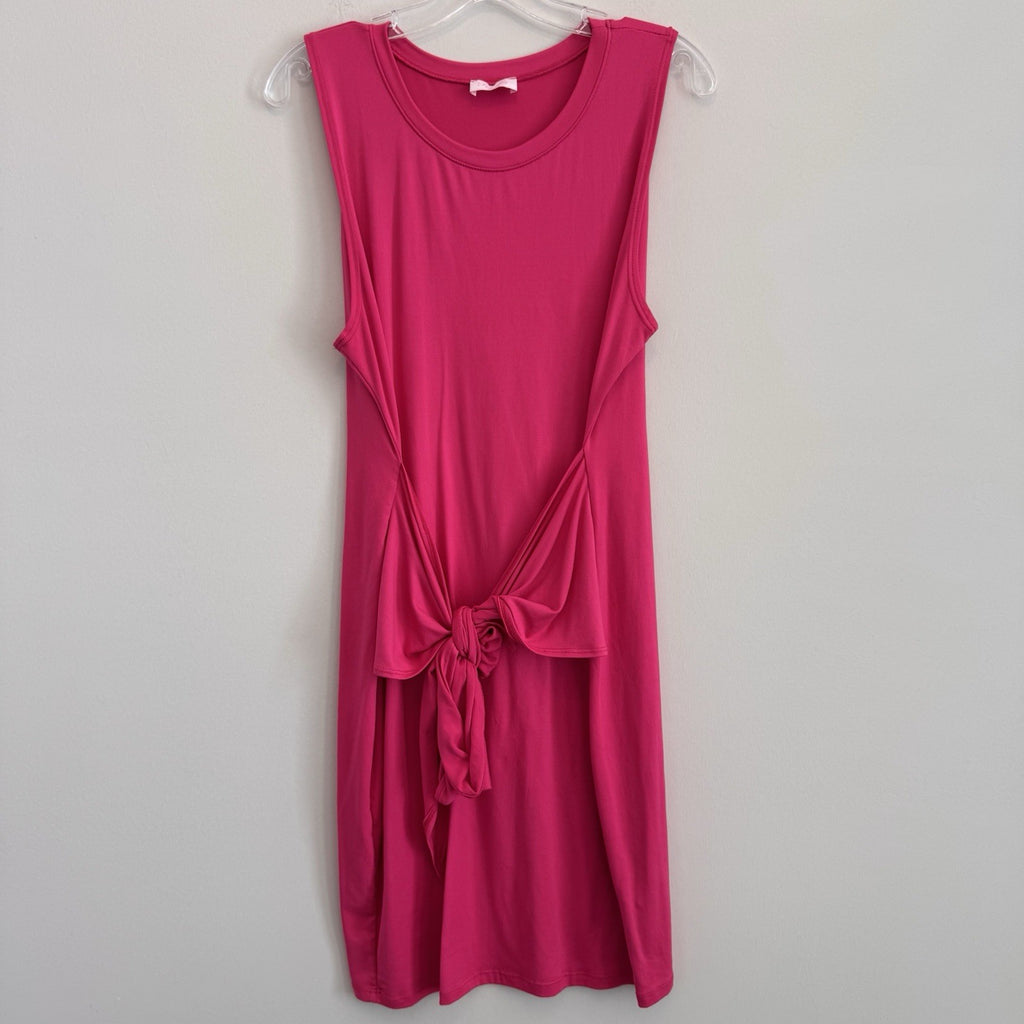 Pink Lily Women’s XL Hot Pink Sleeveless Front Tie Knot T-Shirt Mini Dress USA