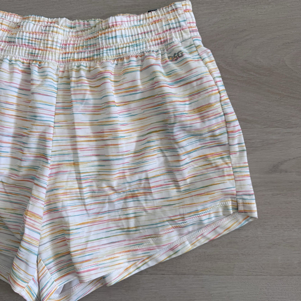 DSG Girls XL 16 Stride Shorts Multicolor Stripe Built In Brief NWT