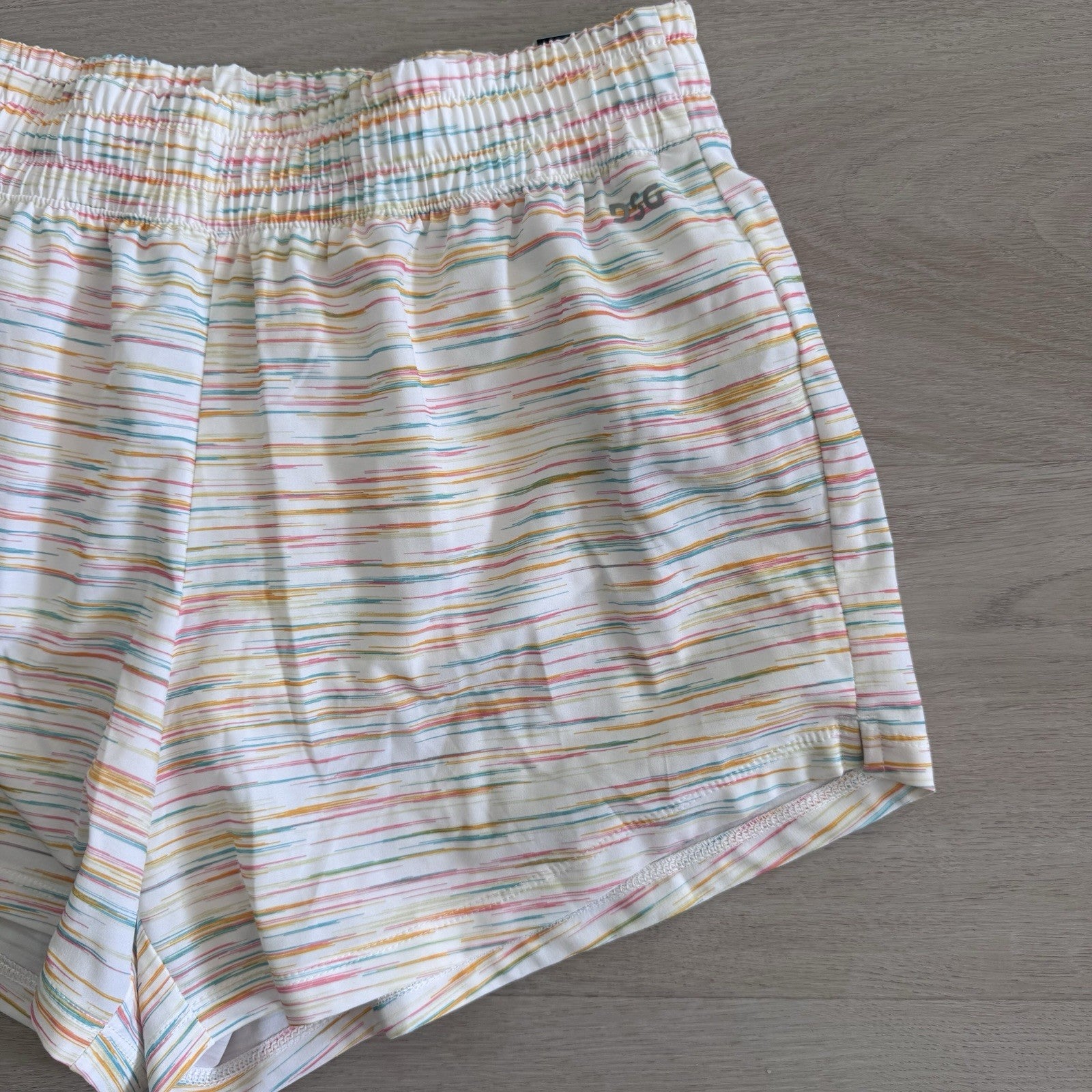 DSG Girls XL 16 Stride Shorts Multicolor Stripe Built In Brief NWT