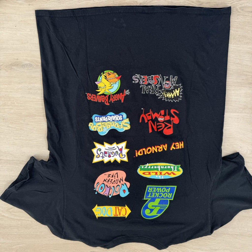 Nickelodeon Mens Black Nicktoons Rugrats Rocko SpongeBob CatDog T-Shirt sz L