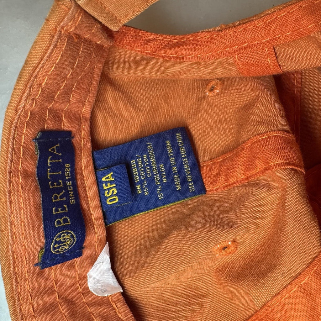 Beretta Orange Baseball Cap Hat OSFA Adjustable Embroidered Logo Cotton