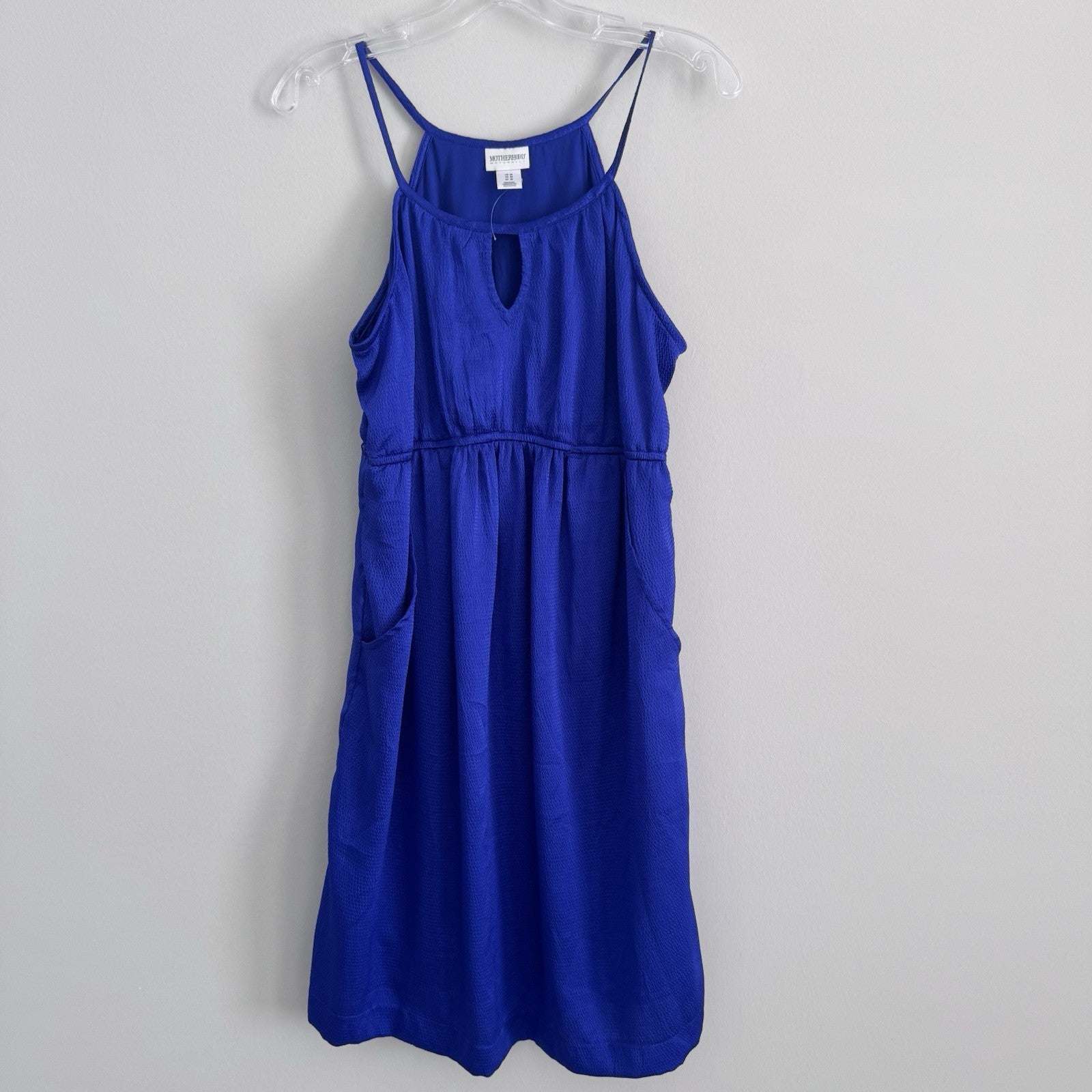 Motherhood Maternity Cobalt Blue Maxi Dress M Sleeveless Pockets