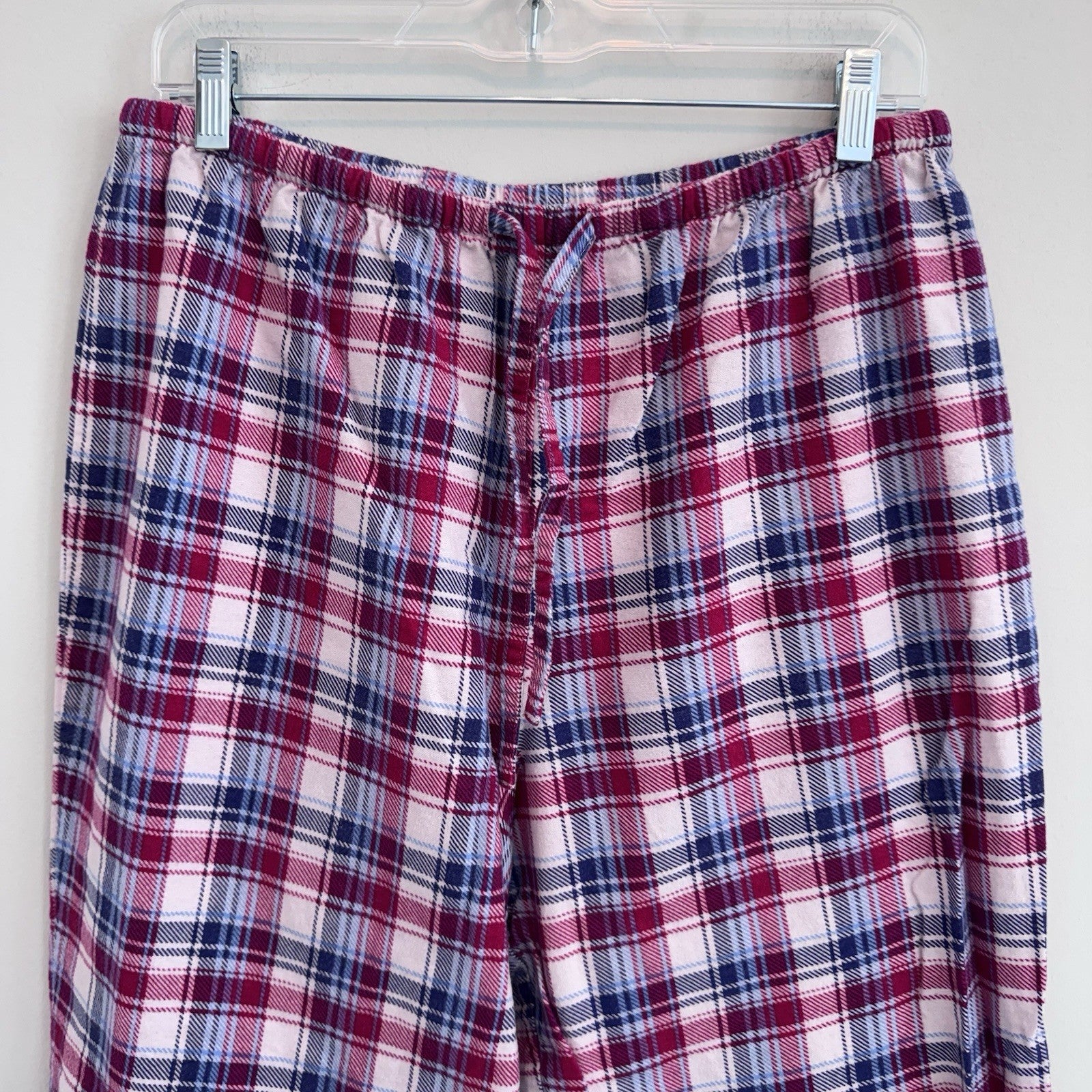 L.L. Bean Flannel Pajama Pants Pink Blue Plaid 100% Cotton Women's Medium Reg