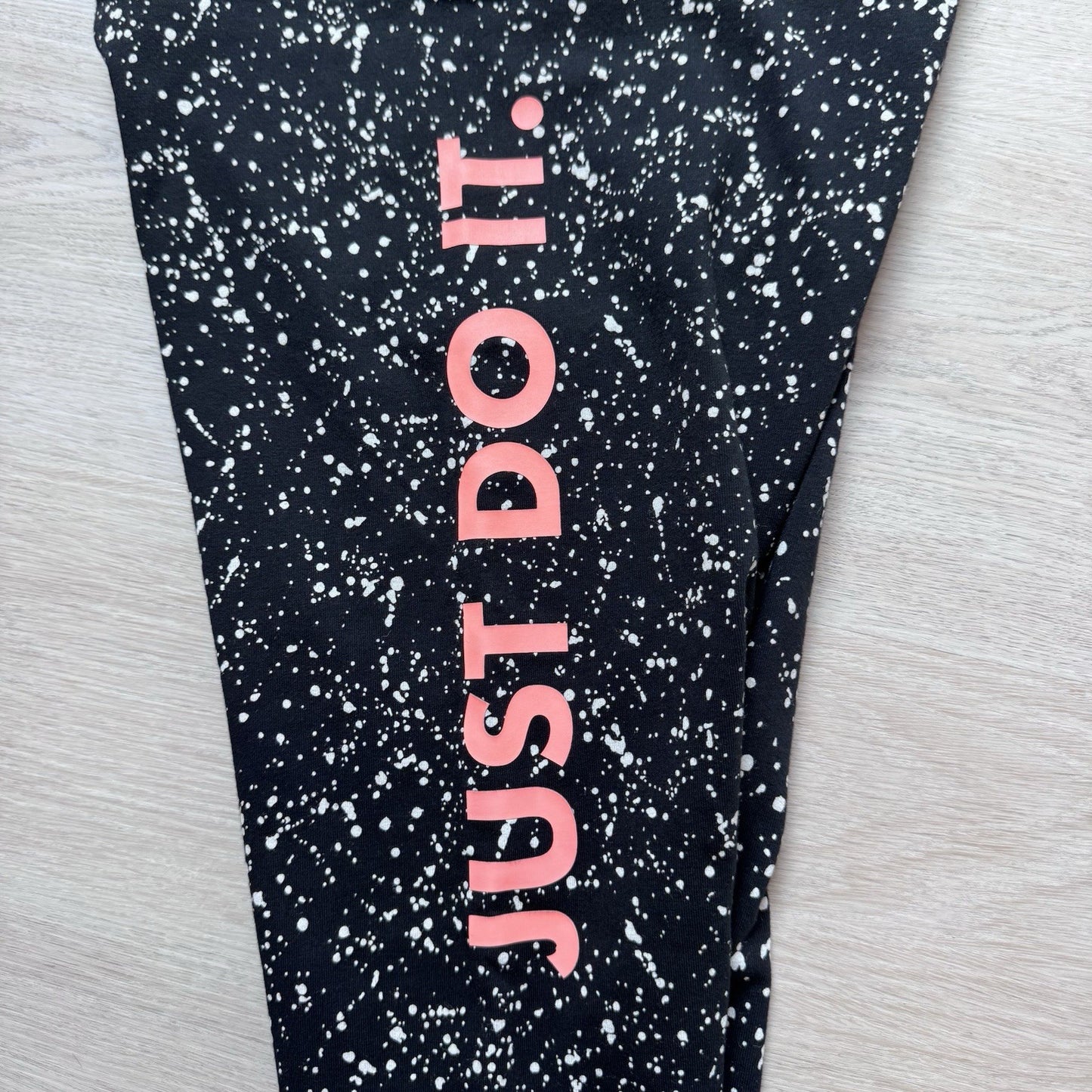 Nike Women’s Leggings Small Black Paint Splatter Blue Swoosh Stretch Athletic