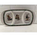 Sakura Debbie Mumm "Sledding Characters" Divided 3 Section Dish EUC