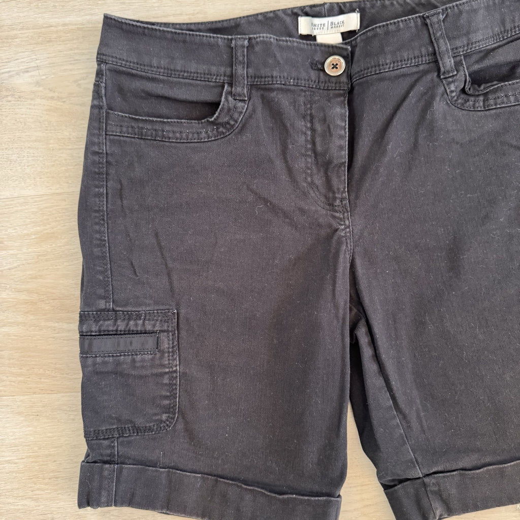 White House Black Market Cargo Shorts Womens 4 Black Stretch Cuffed