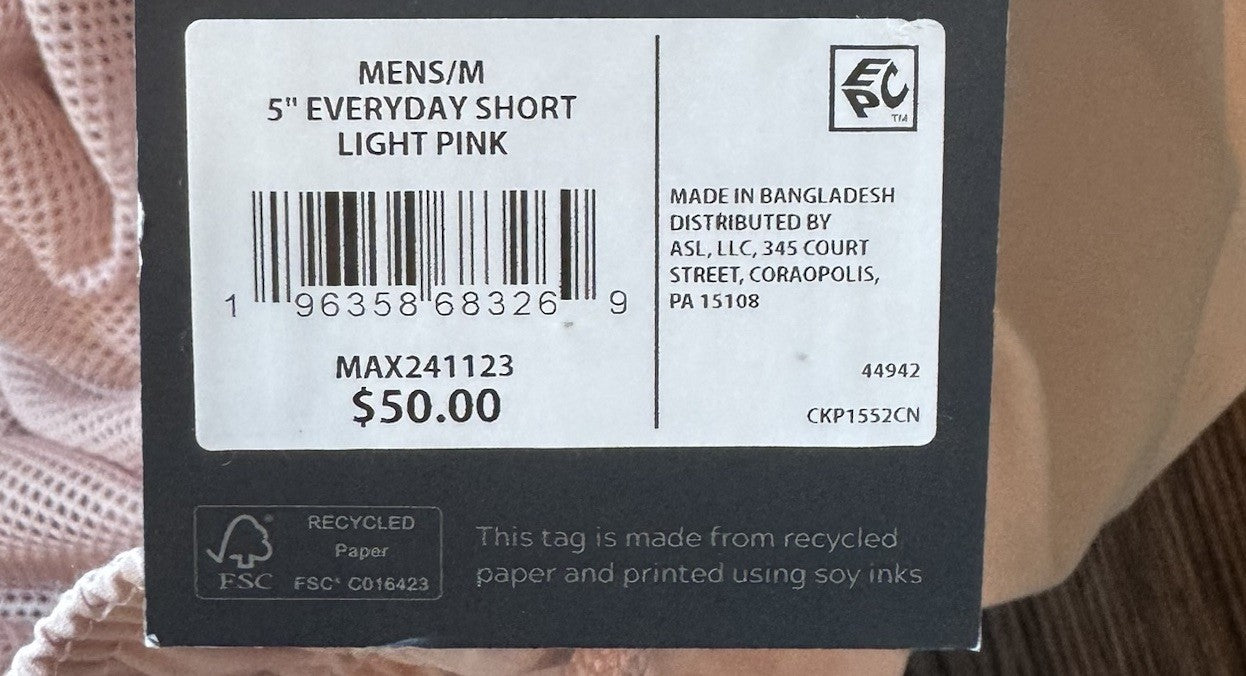 VRST Men’s M 5” Everyday Shorts Light Pink Swim Trunks Lined Stretch NWT $50
