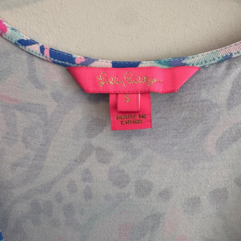Lilly Pulitzer Donna Jumpsuit Small S Blue Pink Paisley Knit Sleeveless V-Neck