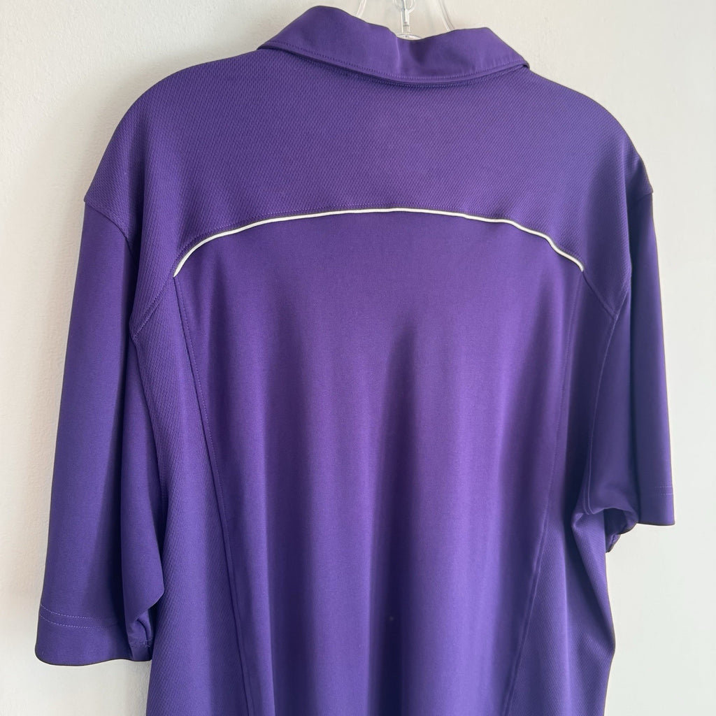 LSU Tigers Polo Shirt Cutter & Buck CB DryTec Purple Golf Polo L 