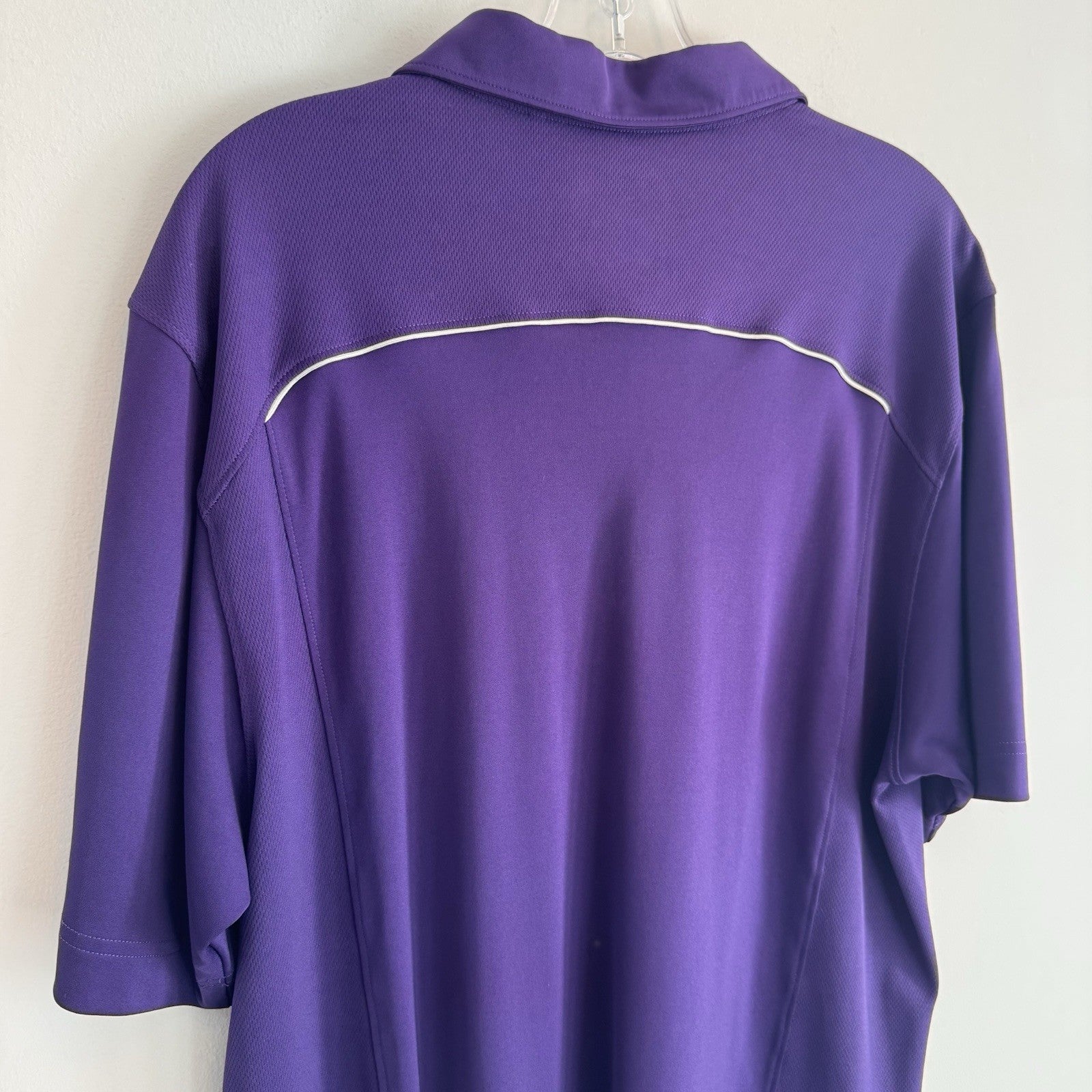 LSU Tigers Polo Shirt Cutter & Buck CB DryTec Purple Golf Polo L 