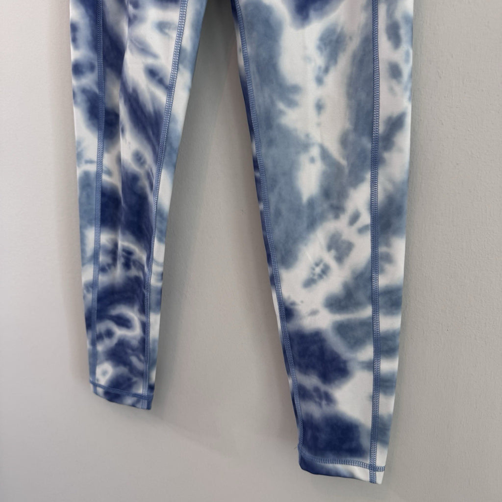 Lot of 3 Aerie American Eagle Leggings Blue Purple Tie Dye Pocket Hugger Medium