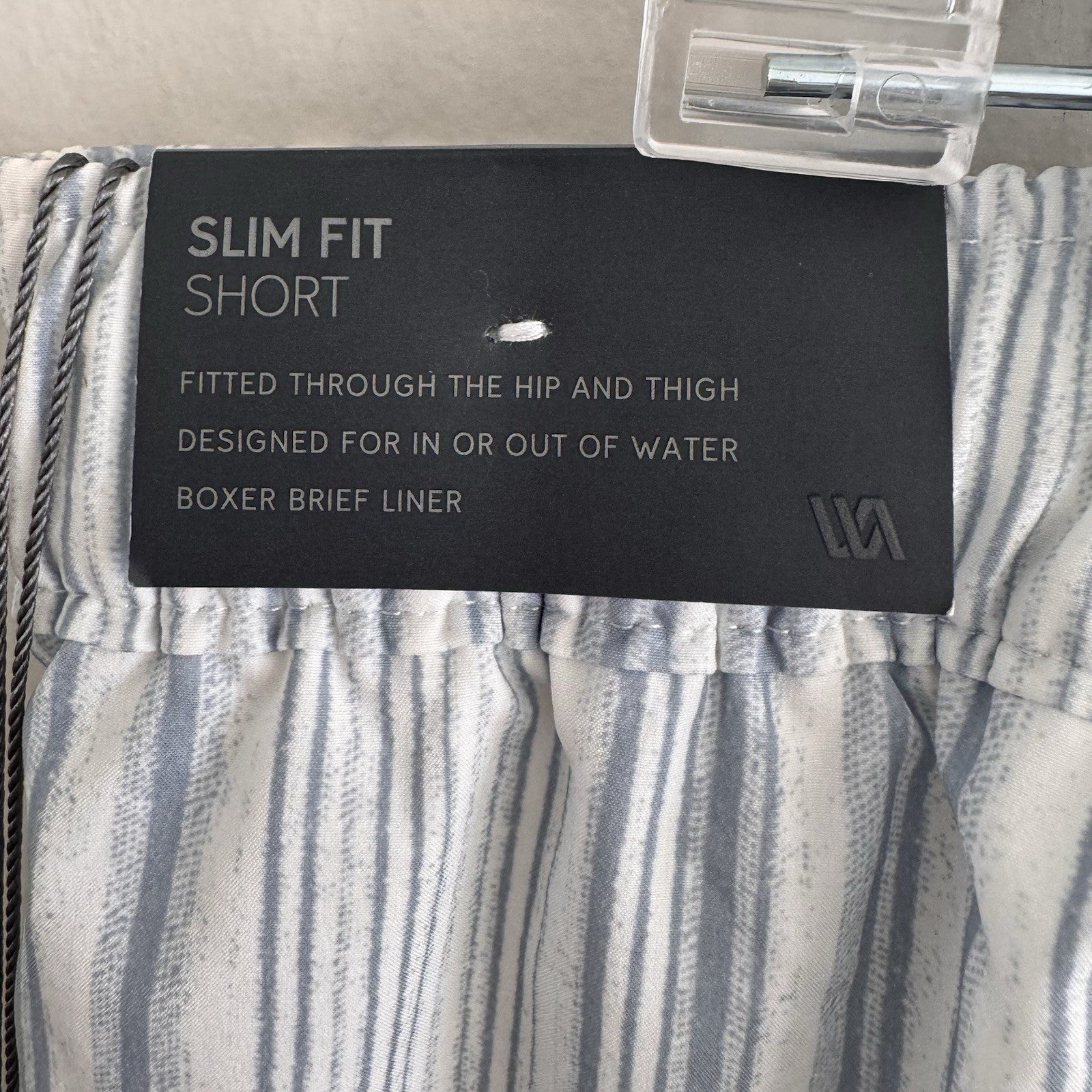 VRST Men's XL 5" Resort Short Muted Denim Calm Stripe NWT Slim Fit Lined Hybrid