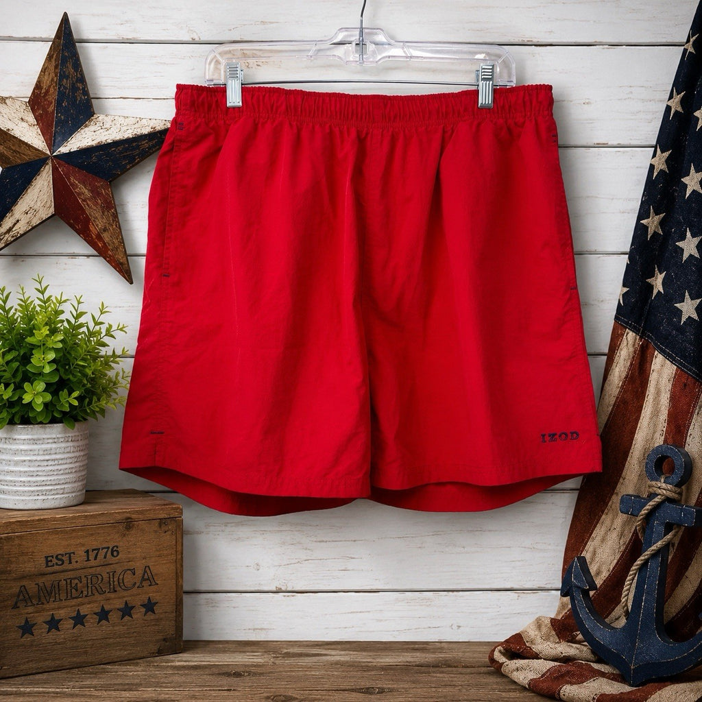IZOD PerformX Men’s XL Red Swim Trunks Shorts Mesh Lined Quick Dry Beach