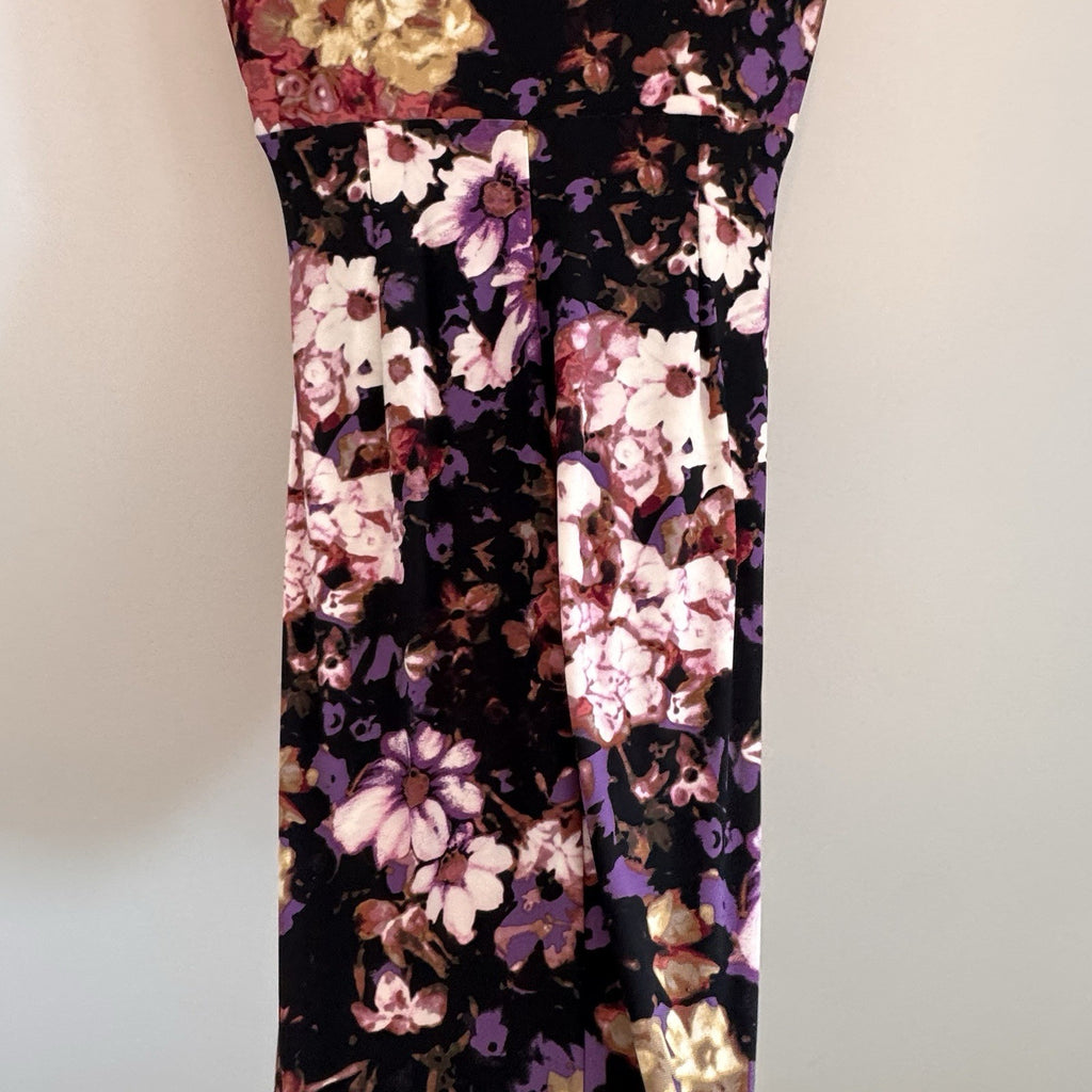 Lauren Ralph Lauren Floral V-Neck Sheath Dress Padded Shoulder Size 4