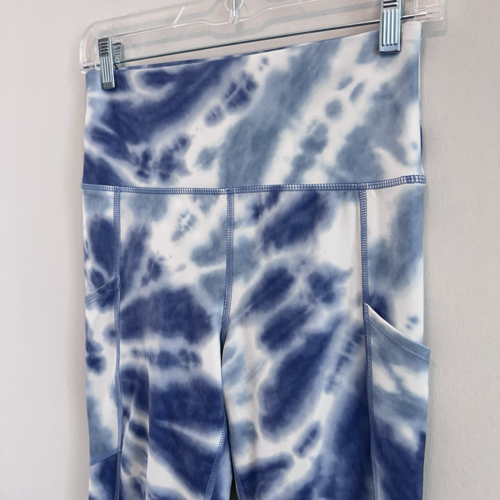 Lot of 3 Aerie American Eagle Leggings Blue Purple Tie Dye Pocket Hugger Medium