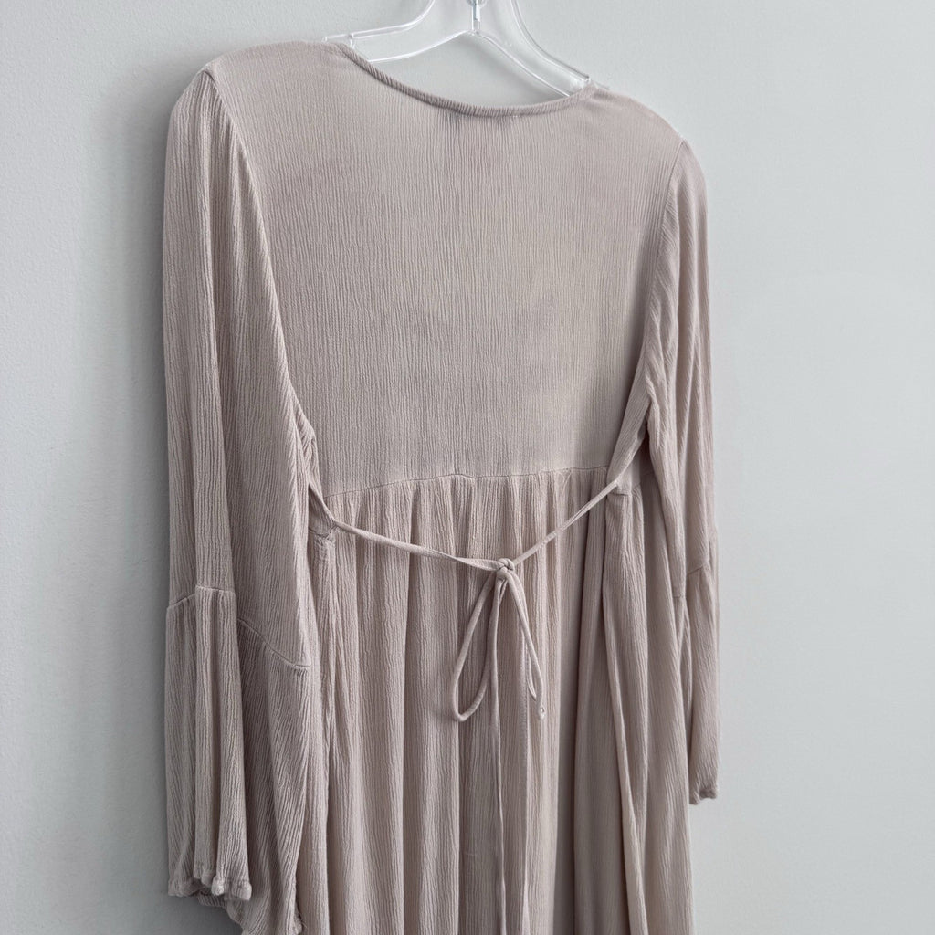 Women’s Flying Tomato Boho Peasant Dress Size L Taupe Lace
