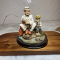 Vintage Americana Fishing Figurine - Father & Son / Grandfather & Boy 5inch