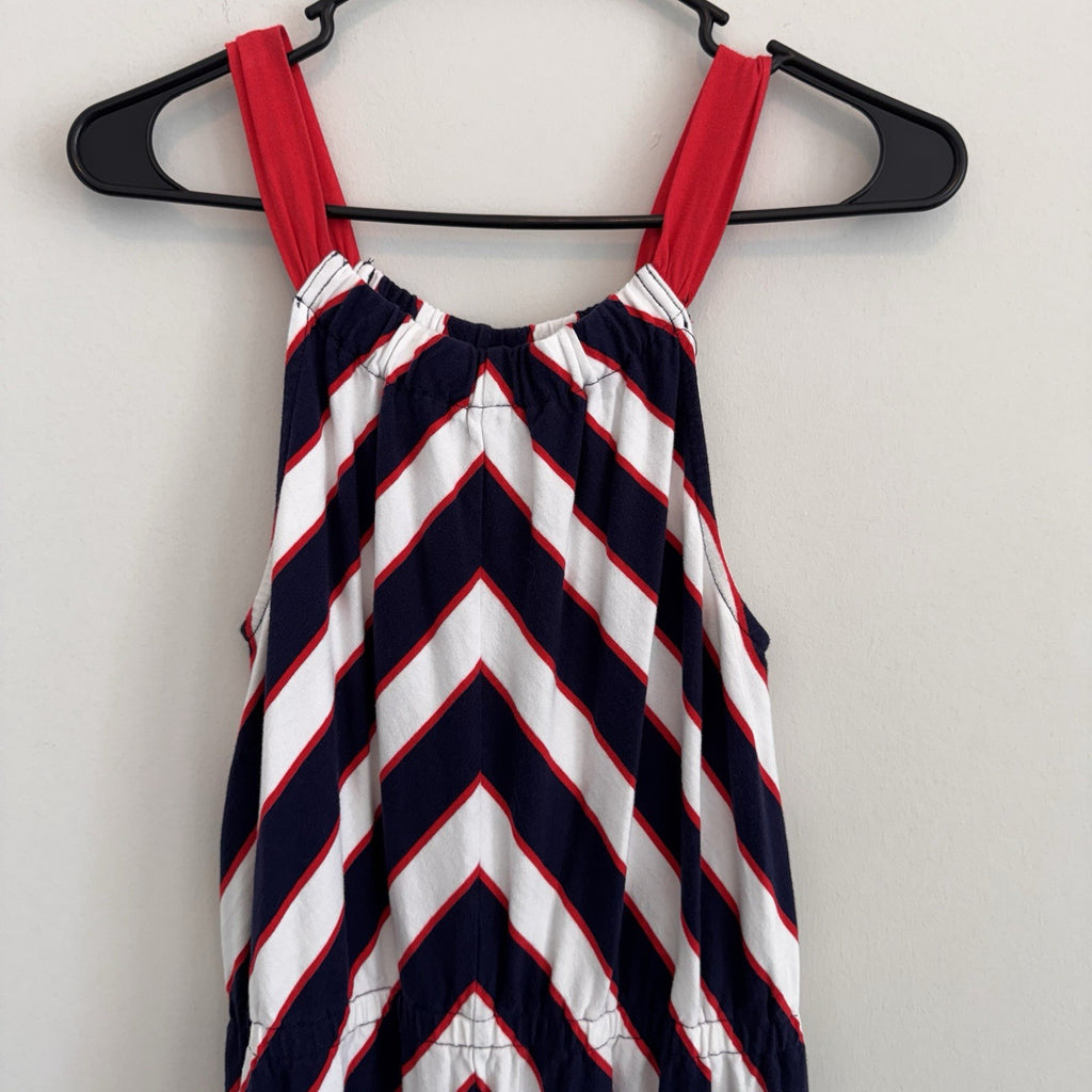 Gymboree Girls Patriotic Red White Blue Striped Maxi Dress Size 12