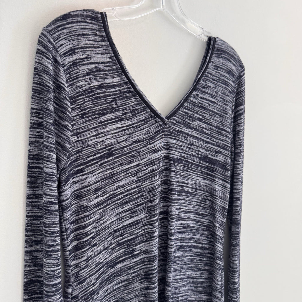 White House Black Market Womens S Gray Space Dye Long Sleeves Knit Tunic Shirt