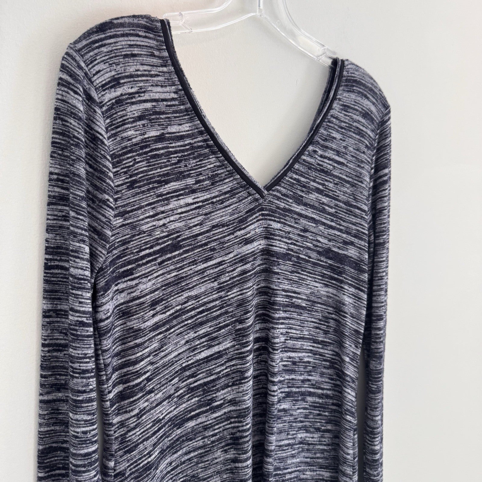 White House Black Market Womens S Gray Space Dye Long Sleeves Knit Tunic Shirt