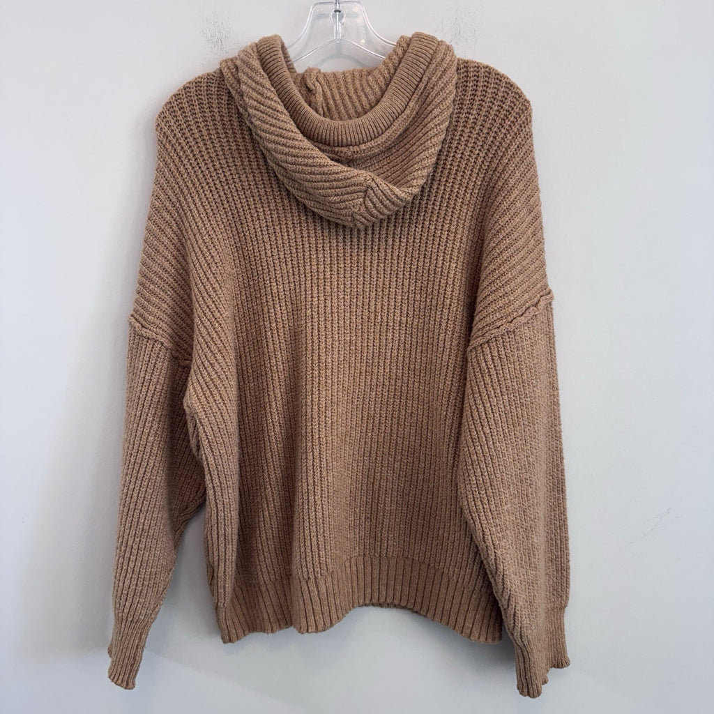 American Eagle Hooded Chunky Knit Sweater Hoodie Tan Beige Oversized M Women’s