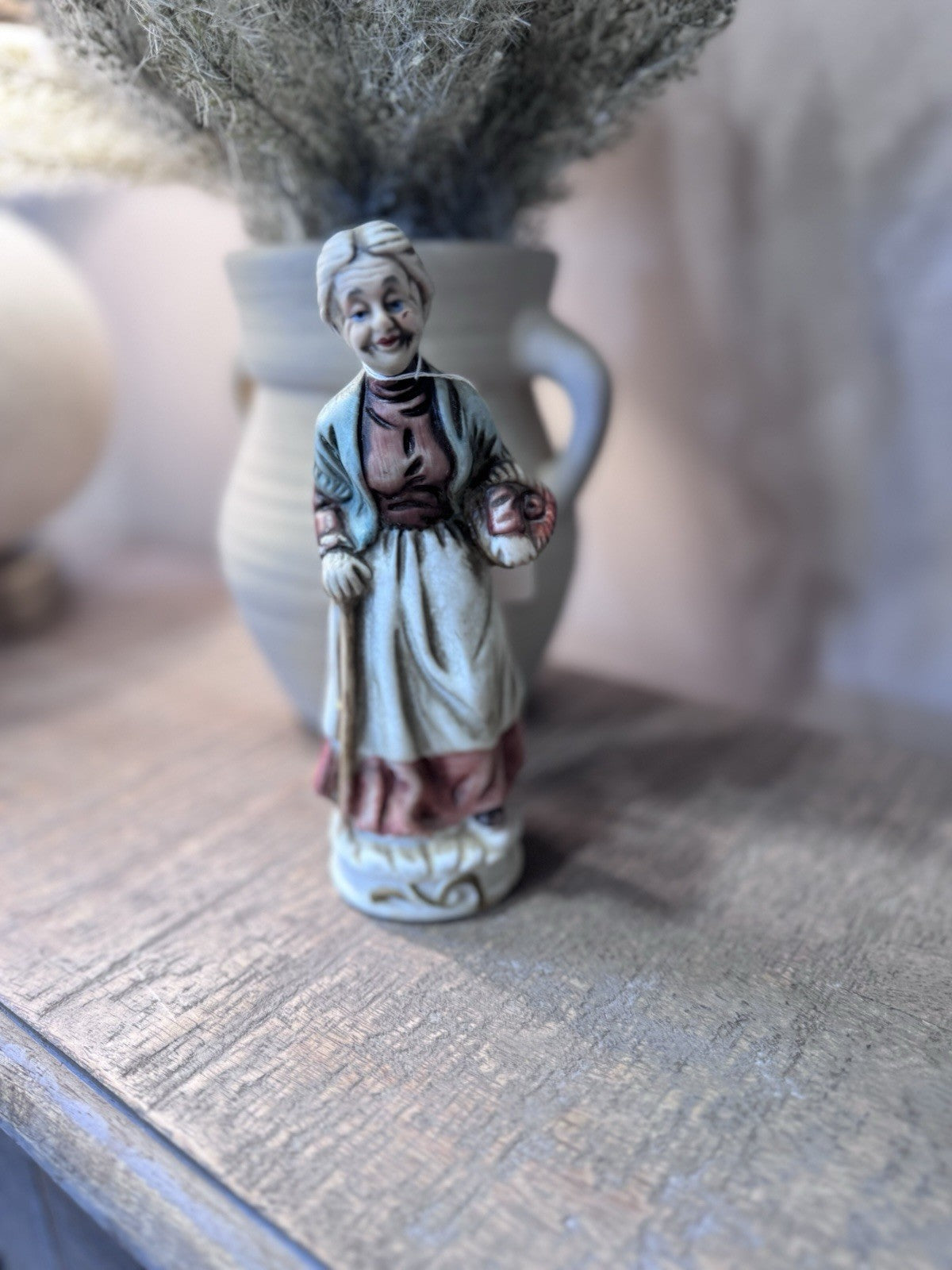 Vintage Country Old Farmers Miniatures 5 Harvest Elders Painted Ceramics Rare!