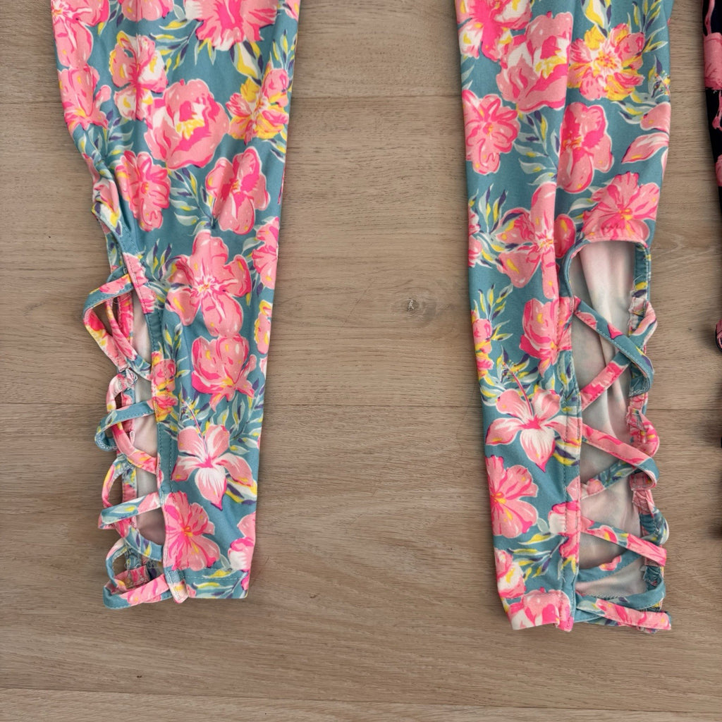 Simply Southern Leggings Lot of 4 XS S M Flamingo Palm Floral Preppy