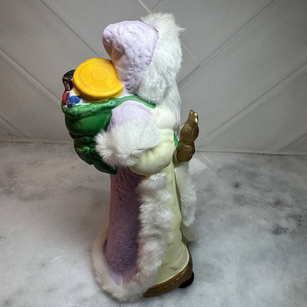 K's Collection 7" Old World Porcelain Santa Figurine with Faux Fur & Toy Napsack