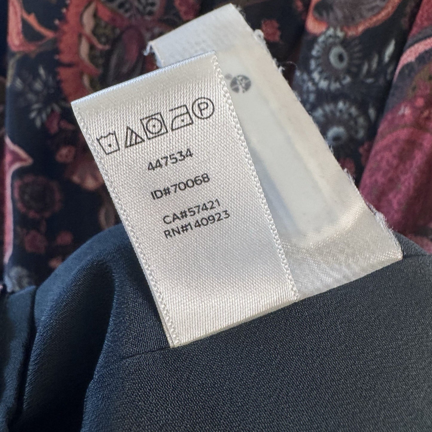 LOFT Floral Ruffle Dress Size 6 Navy Pink Long Sleeve Boho Midi Lined Fall Style