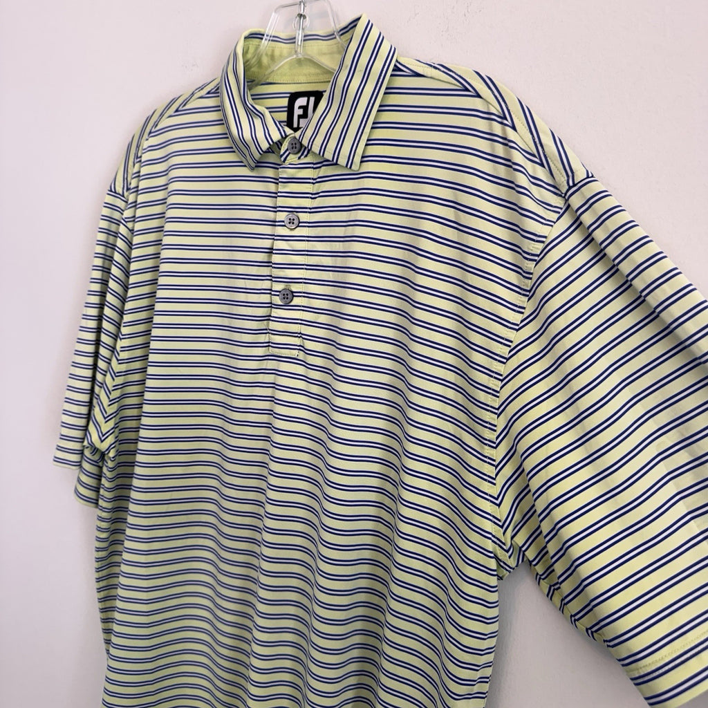 FootJoy Mens L Golf Polo Shirt Green Striped The Georgia Club Stretch