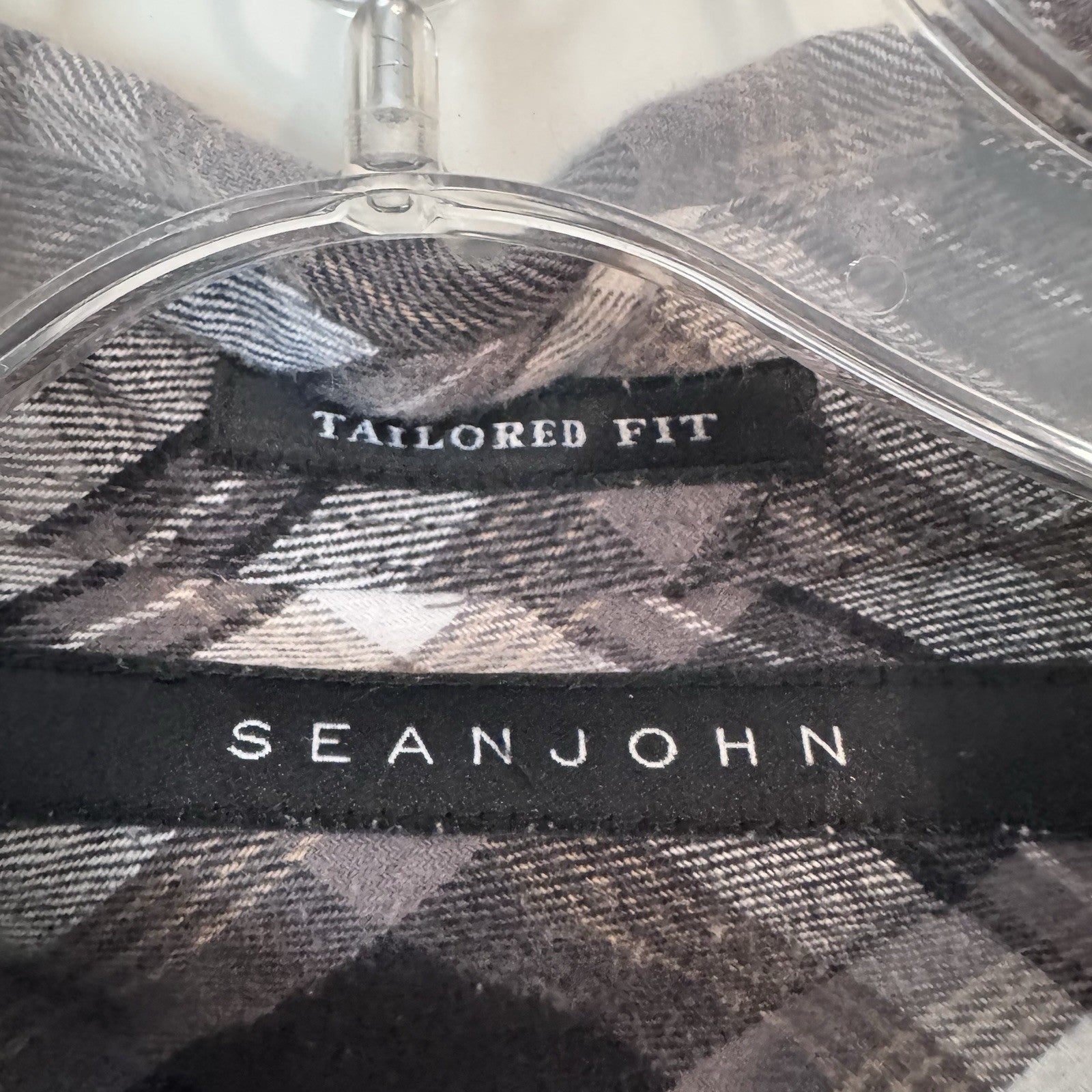 Sean John Men’s Plaid Flannel Shirt 2XL Tailored Fit Long Sleeve Cotton Gray