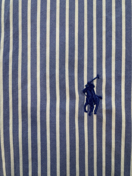Ralph Lauren Blake Blue White Stripe Long Sleeve Button Front Shirt Men's Sz XL