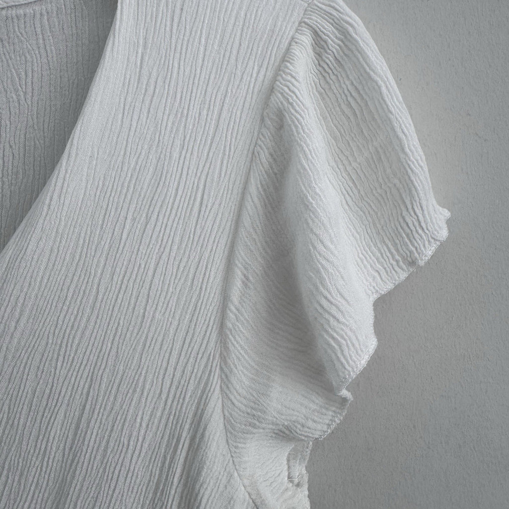Altar’d State White Ruffle Tiered Dress L Surplice V Neck Boho