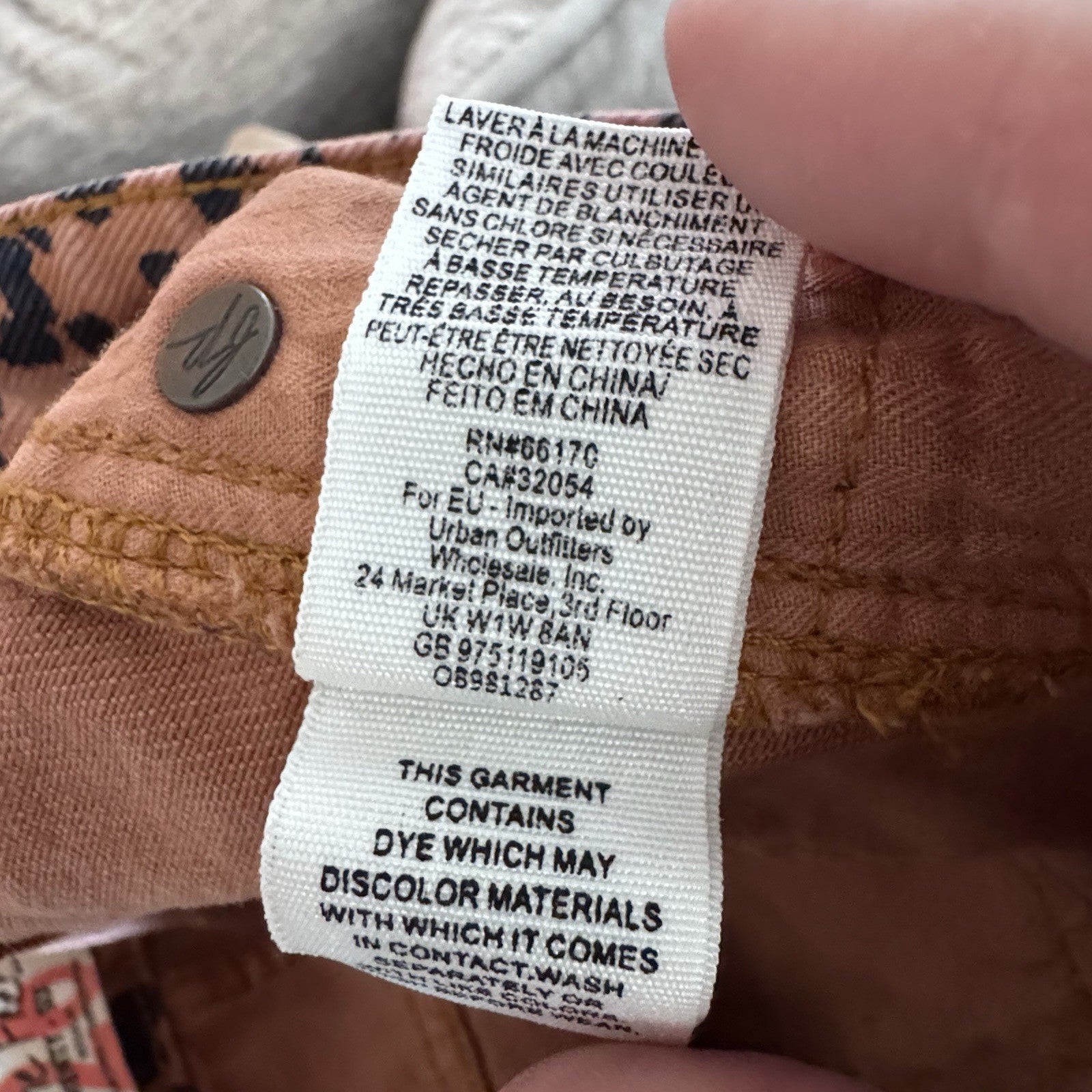 We The Free 26 Leopard Denim Mini Skirt Pink Zip Front Raw Hem