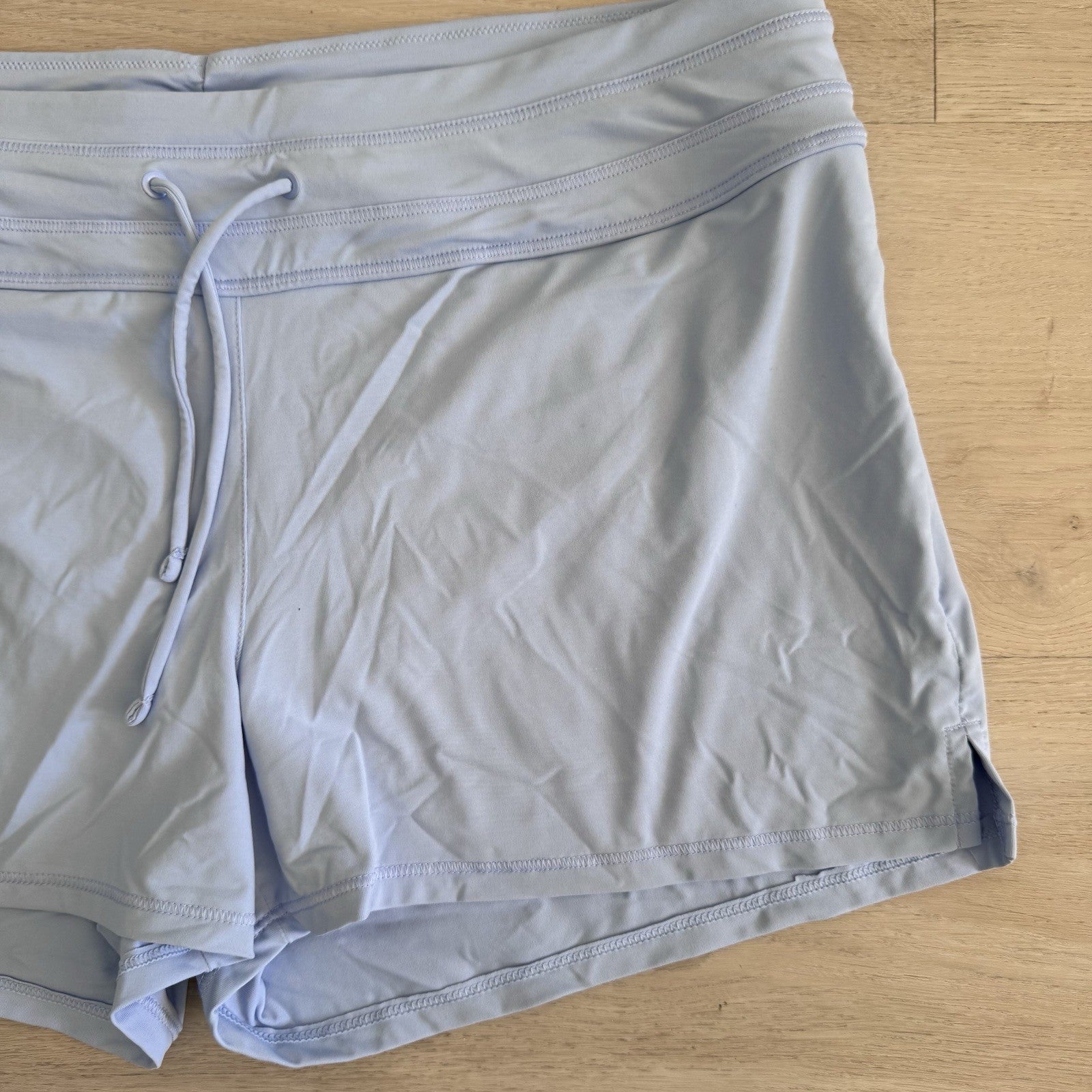 Athleta Womens Light Blue Athletic Shorts Drawstring Lined Size Small