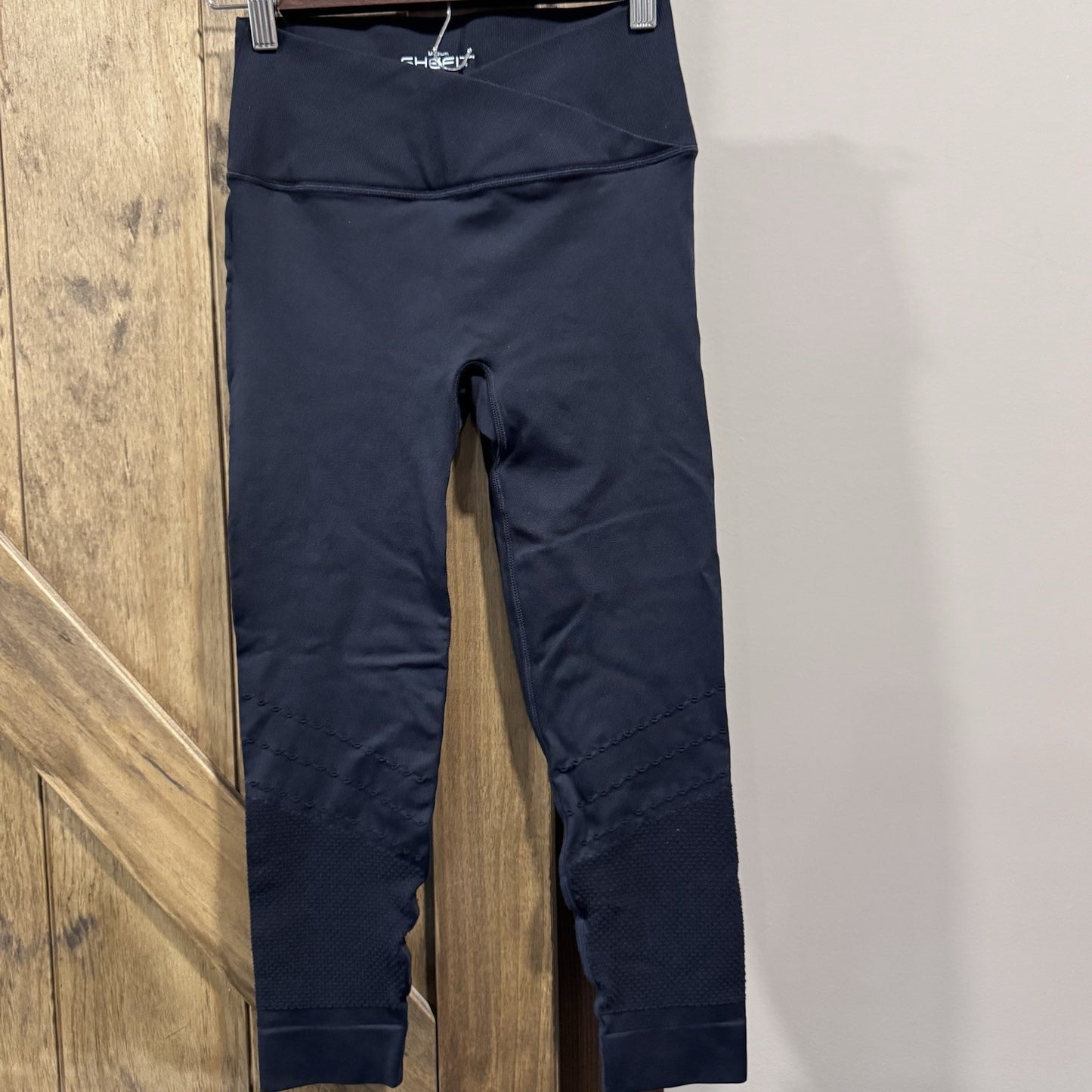 SHEFIT Black Compression Leggings Medium | High Waist Sculpting | Textured Cuffs