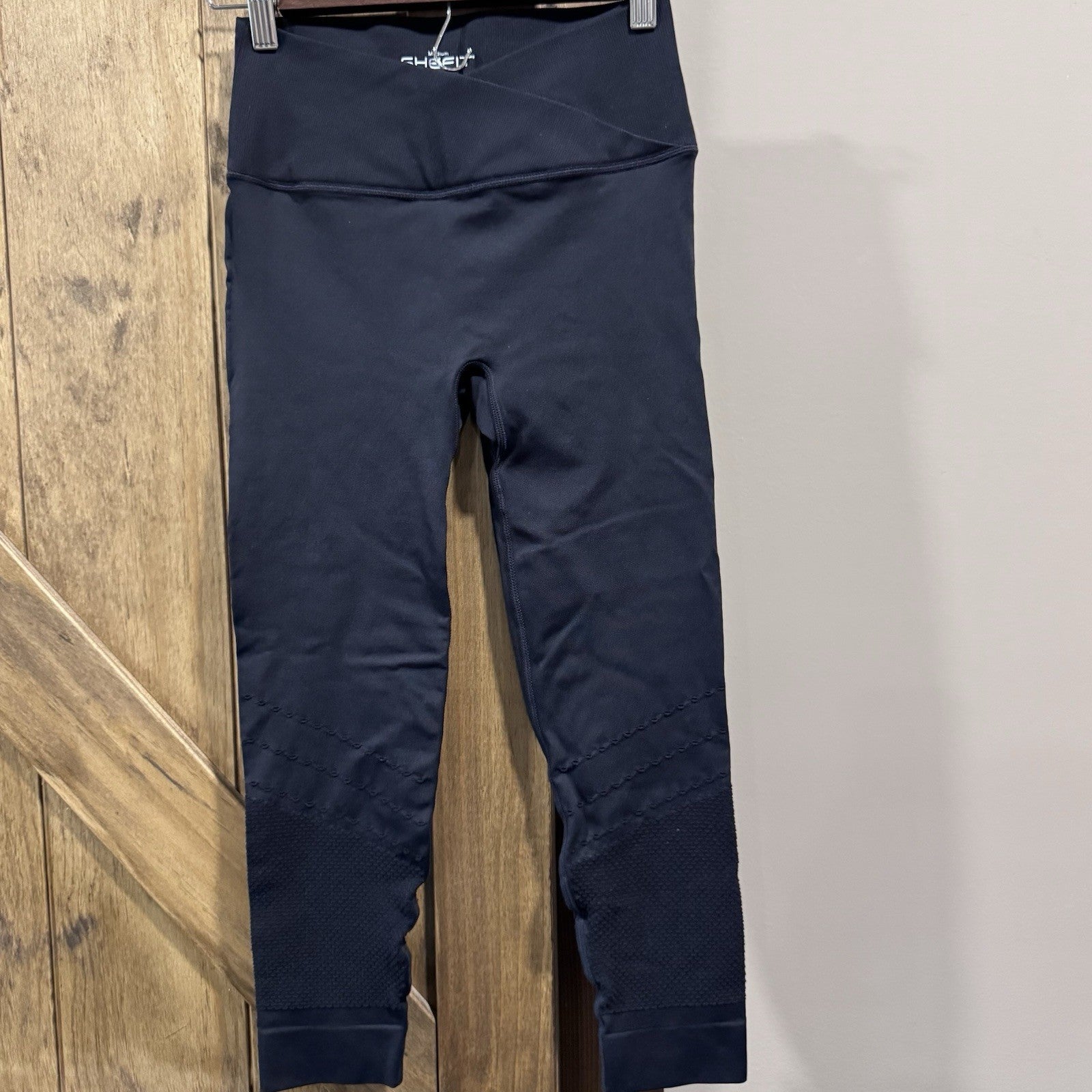 SHEFIT Black Compression Leggings Medium | High Waist Sculpting | Textured Cuffs