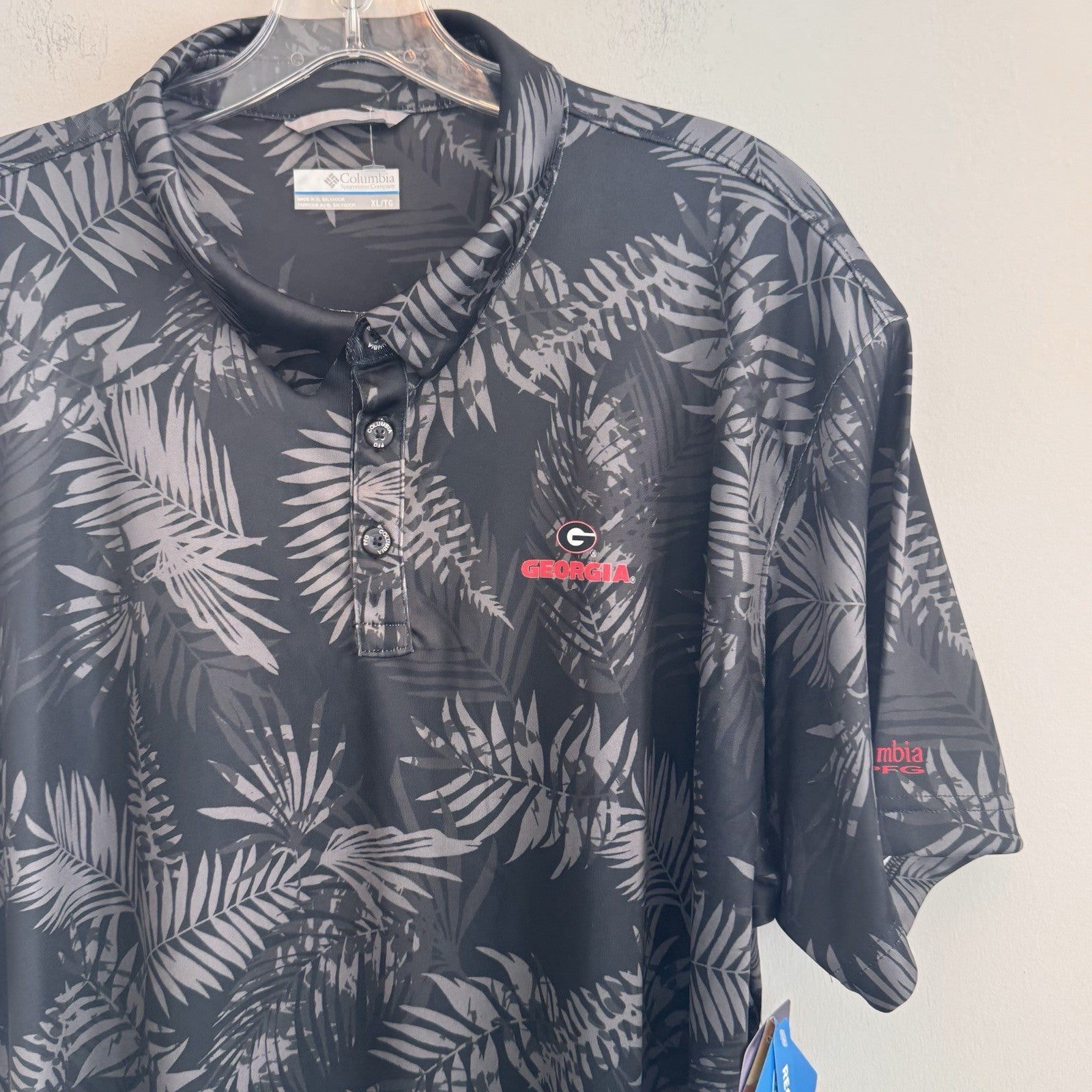 Georgia Bulldogs Columbia PFG Super Terminal Tackle Polo  Floral Men's NWT XL