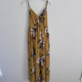 Love Tree Mustard Floral Maxi Dress Women M Boho V Neck Spaghetti Strap