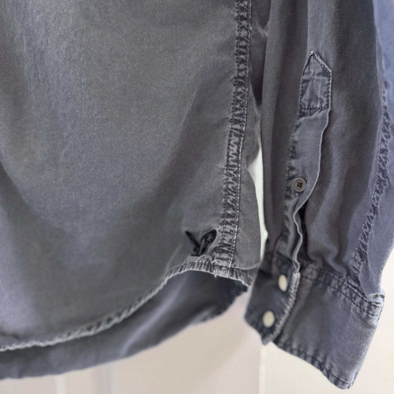 American Eagle Western Shirt XS Blue Snap Button Long Sleeve No. 77