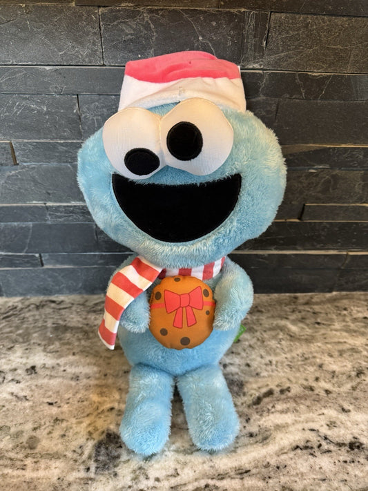 14" Baby's First Plush Cookie Monster Christmas Sesame Street Rattles 2024