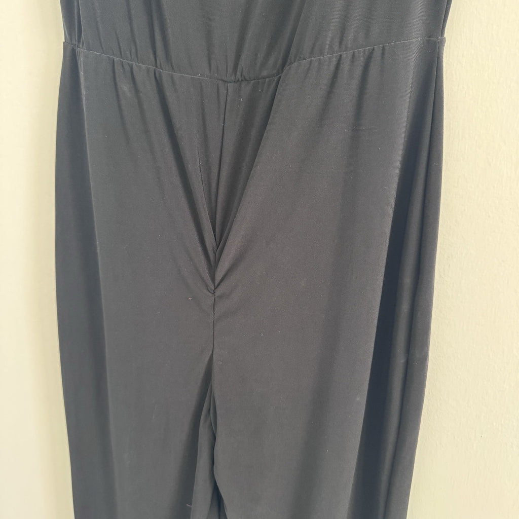 Express Women M Navy Sleeveless Jumpsuit Wide Leg Stretch Made USA
